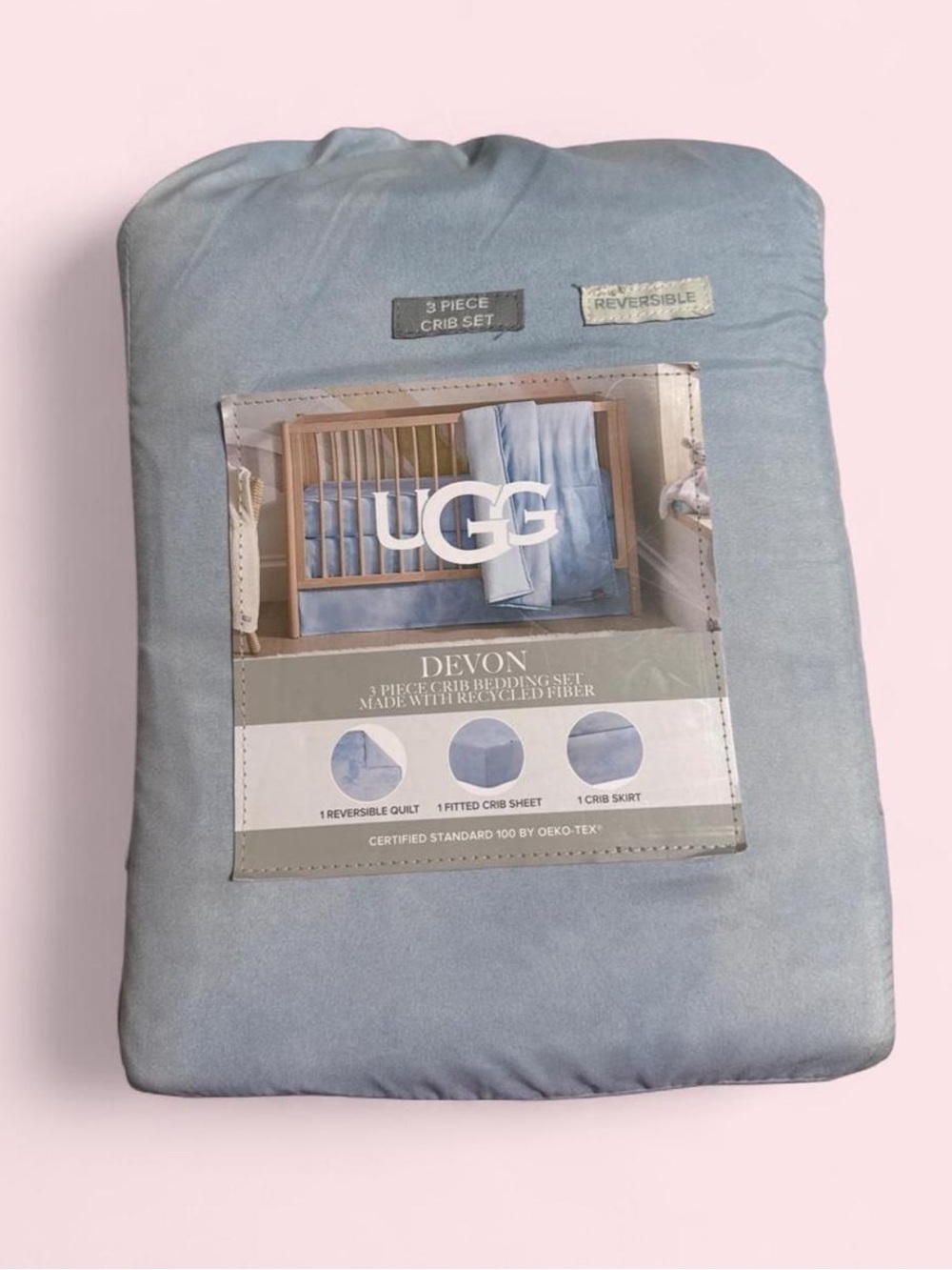 UGG Devon 3-Piece Crib Bedding Set in Light Blue
